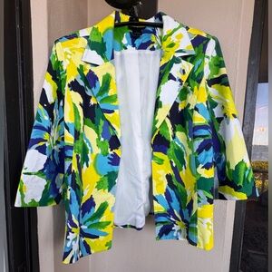 Molly & Maxx Multicolor Abstract Print Blazer 3/4 Sleeve Collar Lined Large